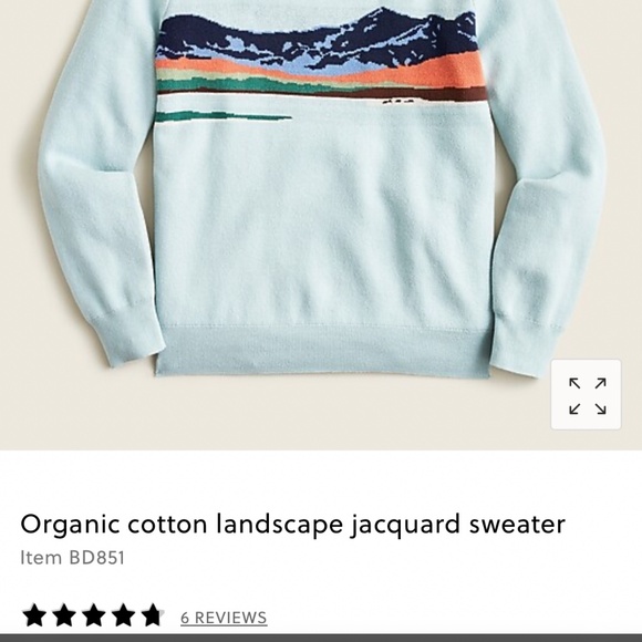 NWT J.Crew Organic Cotton Landscape Blue Sweater - Picture 2 of 3